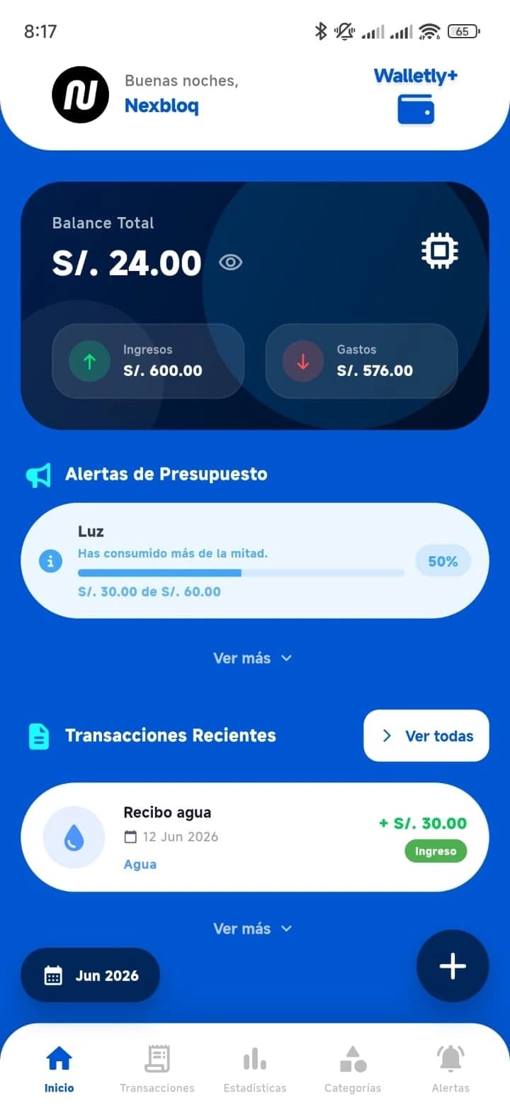 App movil de gestión de gastos - Proyecto de desarrollo web por Nexbloq